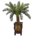 Nearly Naturals 3 ft. Silk Cycas Tree in Wood Planter NEN-5972-IFS